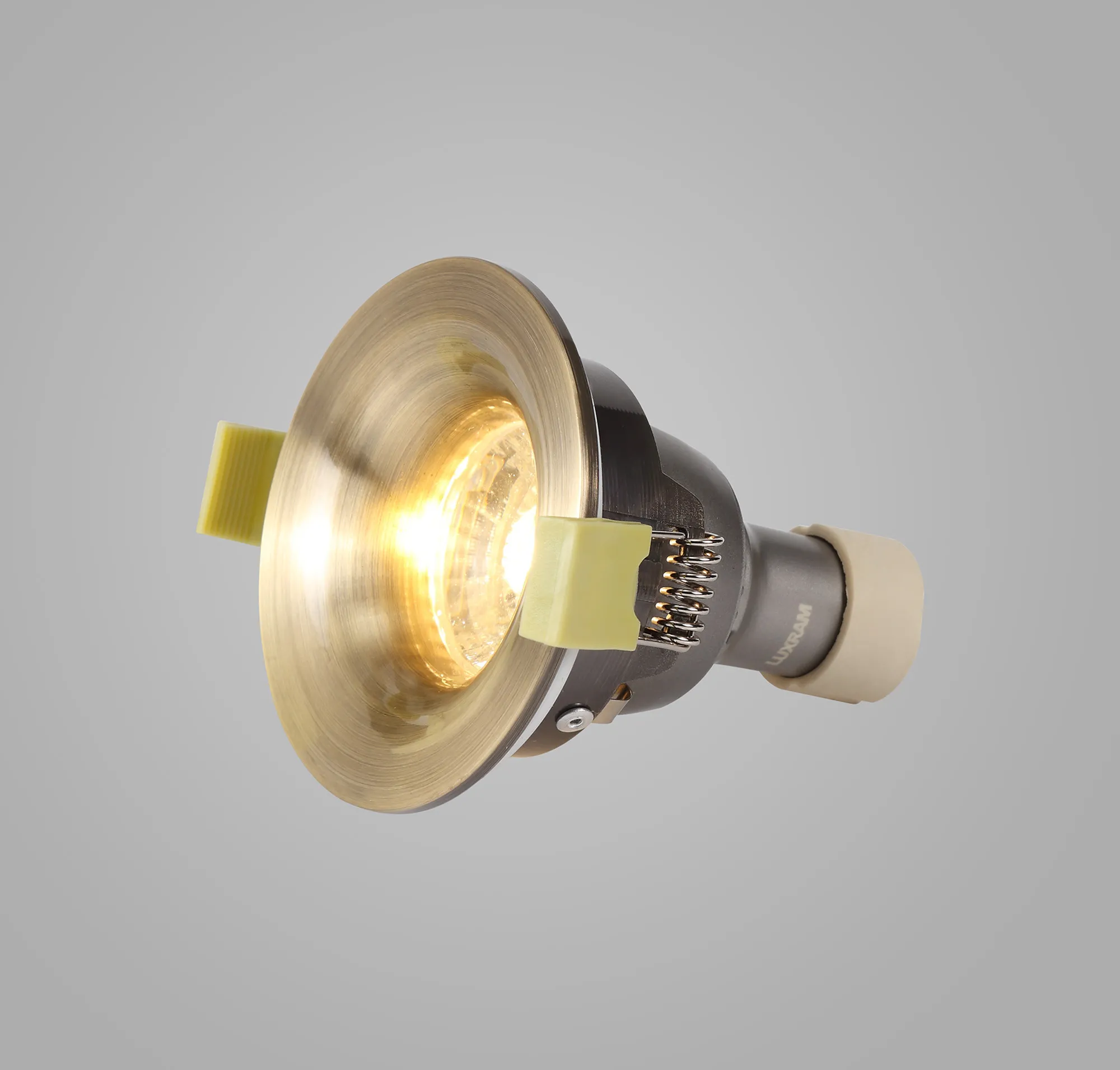 Bruve GU10 Recessed Round Antique Brass IP65 Downlighter, Cut-Out 68mm DX200404  Dlux Bruve IP65